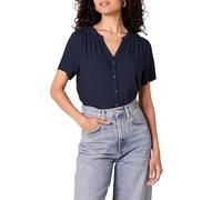 Amazon Essentials Chemisier tissé à Manches Courtes de Style décontracté pour Femme, Bleu Marine, Taille L