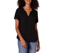 Amazon Essentials Chemisier tissé à Manches Courtes pour Femme, Noir, XS
