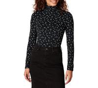 Amazon Essentials Col roulé à Manches Longues (Grandes Tailles Disponibles) Femme, Noir Blanc Fouillis de Feuille, S