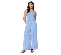 Amazon Essentials Combinaison sans manches à col carré et jambes larges pour femme, bleu beige petites fleurs, taille XXL