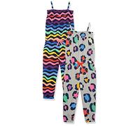 Amazon Essentials Combinaisons sans Manches en Tricot Fille, Lot de 2, Arc-en-Ciel/Léopard/Rayures, 11-12 Ans
