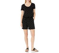 Amazon Essentials Combishort à Manches Courtes et Encolure Ronde Femme, Noir Points, XS