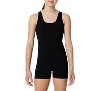 Amazon Essentials Combishort de Gym en Tissu FormFlex Ultradoux, avec Short à Entrejambe de 7,6cm Fille, Noir, 11-12 ans