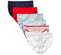 Amazon Essentials Culotte Bikini Échancrée en Coton Extensible Femme, Lot de 6, Multicolore/Cœurs/Rayures, 38