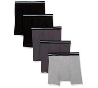 Amazon Essentials Culotte Boxer en Coton Respirant, sans Étiquette Homme, Lot de 5, Charbon/Gris/Noir, 6XL Grande Taille