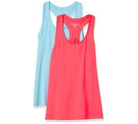 Amazon Essentials Débardeur à Encolure Dégagée et Dos Nageur, Tissu Technique Extensible à Séchage Rapide Femme, Lot de 2, Rose Fluo/Bleu, XL