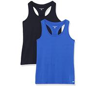 Amazon Essentials Débardeur à Encolure Dégagée et Dos Nageur, Tissu Technique Extensible à Séchage Rapide Femme, Lot de 2, Bleu Vif/Noir, XXL