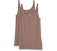 Amazon Essentials Débardeur Coupe ajustée à Fines Bretelles Femme, Lot de 2, Beige Foncé, S