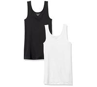 Amazon Essentials Débardeur Coupe Ajustée Femme, Lot de 2, Blanc/Noir, XS