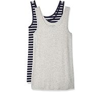 Amazon Essentials Débardeur Coupe Ajustée Femme, Lot de 2, Bleu Marine Blanc Rayures/Gris Clair Chiné, XS
