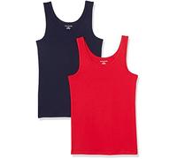 Amazon Essentials Débardeur Coupe Ajustée Femme, Lot de 2, Bleu Marine/Rouge, XL