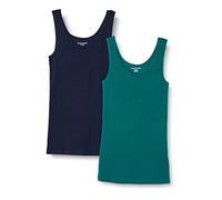 Amazon Essentials Débardeur Coupe Ajustée Femme, Lot de 2, Bleu Marine/Vert Foncé, L