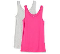 Amazon Essentials Débardeur Coupe Ajustée Femme, Lot de 2, Gris Chiné/Rose Vif, M