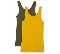 Amazon Essentials Débardeur Coupe Ajustée Femme, Lot de 2, Olive Foncé/Or, S