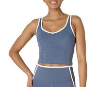 Amazon Essentials Débardeur Court de Sport FormFlex Ultra Doux avec Couture Contrastante et Soutien-Gorge Intégré, Soutien Léger Femme, Blanc/Gris Ardoise, XL