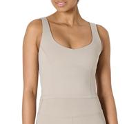 Amazon Essentials Débardeur Court de Sport FormFlex Ultra Doux avec Soutien-Gorge Intégré, Soutien Léger Femme, Taupe, M