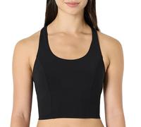 Amazon Essentials Débardeur Court pour la Gym et l’Entraînement Active Total Train, Dos Nageur, Soutien Moyen avec Soutien-Gorge Intégré Femme, Noir, S