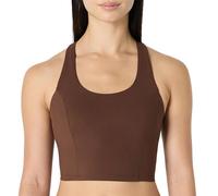 Amazon Essentials Débardeur Court pour la Gym et l’Entraînement Active Total Train, Dos Nageur, Soutien Moyen avec Soutien-Gorge Intégré Femme, Noisette, XS