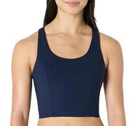 Amazon Essentials Débardeur Court pour la Gym et l’Entraînement Active Total Train, Dos Nageur, Soutien Moyen avec Soutien-Gorge Intégré Femme, Bleu Marine, S