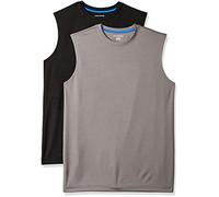 Amazon Essentials Débardeur de Sport en Tissu Technique, Haute Performance Homme, Lot de 2, Gris/Noir, XL