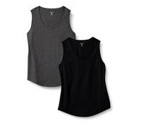 Amazon Essentials Débardeur sans Manches 100% Coton Coupe Classique Femme, Lot de 2, Charbon Chiné/Noir, XS