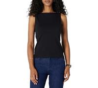 Amazon Essentials Débardeur superposé à col Bateau en Maille côtelée pour Femme, Coupe ajustée, Noir, Taille L