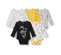 Amazon Essentials Disney | Marvel | Star Wars Body à Manches Longues en Jersey de Coton Unisex - Bébé, Lot de 5, Winnie l’ourson Oh la barbe, 6-9 mois