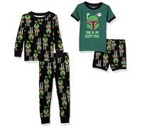 Amazon Essentials Disney | Marvel | Star Wars Ensemble de Pyjama (Déjà Spotted Zebra) Garçon, Lot de 2, Noir/Vert, Star Wars Boba Fett Logo, 3 Ans