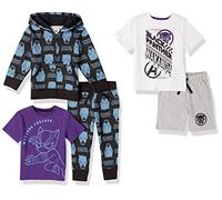 Amazon Essentials Disney | Marvel | Star Wars Ensembles de vêtements Garçon, Lot de 5, Marvel Black Panther, 4 ans