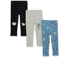 Amazon Essentials Disney | Marvel | Star Wars | Frozen | Princess Legging Fille, Lot de 3, Grogu Force, 6-7 Ans