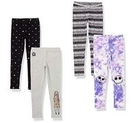 Amazon Essentials Disney | Marvel | Star Wars | Frozen | Princess Legging Fille, Lot de 4, Black/Grey/Purple, Nightmare Sally, 11-12 Ans