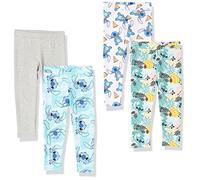 Amazon Essentials Disney | Marvel | Star Wars | Frozen | Princess Legging Fille, Lot de 4, Stitch/Pizza, 4 Ans