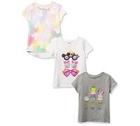 Amazon Essentials Disney | Marvel | Star Wars | Frozen | Princess T- Shirts à Manches Courtes Fille, Lot de 3, Blanc/Gris Minnie/Été, 9 ans