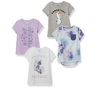 Amazon Essentials Disney | Marvel | Star Wars | Frozen | Princess T- Shirts à Manches Courtes Fille, Lot de 4, La Reine des Neiges/Tie-dye, 4 ans