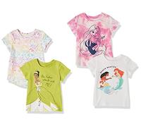 Amazon Essentials Disney | Marvel | Star Wars | Frozen | Princess T- Shirts à Manches Courtes Fille, Lot de 4, Princesse, 11-12 ans