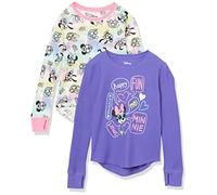 Amazon Essentials Disney | Marvel | Star Wars | Frozen T-Shirts en Tissu Isolant à Manches Longues Fille, Lot de 2, Violet/Minnie, 4 Ans