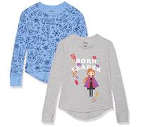 Amazon Essentials Disney | Marvel | Star Wars | Frozen T-Shirts en Tissu Isolant à Manches Longues Fille, Lot de 2, La Reine des Neiges 2 - Née pour Régner, 11-12 ans