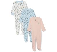 Amazon Essentials Disney | Marvel | Star Wars - Lot de 3 Pyjamas à Pieds en Coton pour bébé, Coupe ajustée, Motif Alice Tea Party, Nouveau-né