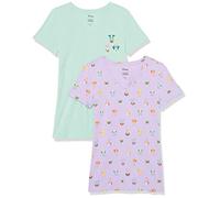 Amazon Essentials Disney | Marvel | Star Wars | Princess T-Shirt Col en v à Manches Courtes Coupe Classique Femme, Lot de 2, Minnie Faces, XXL
