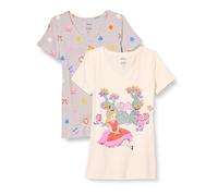 Amazon Essentials Disney | Marvel | Star Wars | Princess T-Shirt Col en v à Manches Courtes Coupe Classique Femme, Lot de 2, Disney Alice, S