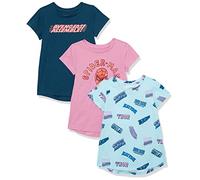 Amazon Essentials Disney | Marvel | Star Wars | Princess T-Shirts Tunique à Manches Courtes Fille, Lot de 3, Lot de 3 Héros Marvel, 3 ans