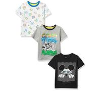 Amazon Essentials Disney | Marvel | Star Wars T-Shirt à Manches Courtes (Anciennement Spotted Zebra) Garçon, Lot de 3, Noir/Gris/Blanc Mickey et Ses Amis, 10 Ans