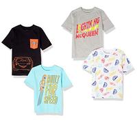 Amazon Essentials Disney | Marvel | Star Wars T-Shirt à Manches Courtes (Anciennement Spotted Zebra) Garçon, Lot de 4, Voitures/Lightning Mcqueen, 8 Ans