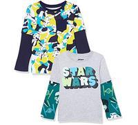 Amazon Essentials Disney | Marvel | Star Wars T-Shirts 2-En-1 à Manches Longues Garçon, Lot de 2, Logo Star Wars/Camouflage, 11-12 ans