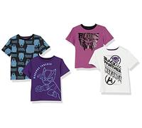 Amazon Essentials Disney | Marvel | Star Wars T- Shirts à Manches Courtes Garçon, Lot de 4, Marvel Black Panther, 5 ans
