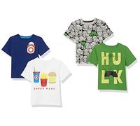 Amazon Essentials Disney | Marvel | Star Wars T-Shirts à Manches Courtes Garçon, Lot de 4, Marvel Hulk, 11-12 Ans