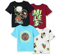 Amazon Essentials Disney | Marvel | Star Wars T-Shirts à Manches Courtes Garçon, Lot de 4, Marvel Miles Morales, 10 Ans