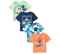 Amazon Essentials Disney | Marvel | Star Wars T- Shirts à Manches Courtes Garçon, Lot de 4, Mickey/Plage, 2 ans