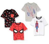Amazon Essentials Disney | Marvel | Star Wars T- Shirts à Manches Courtes Garçon, Lot de 4, Spider Man Marvel, 9 ans