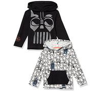 Amazon Essentials Disney | Marvel | Star Wars T-Shirts à Manches Longues et Capuche Légers Garçon, Lot de 2, Star Wars Dark Vador, 11-12 Ans